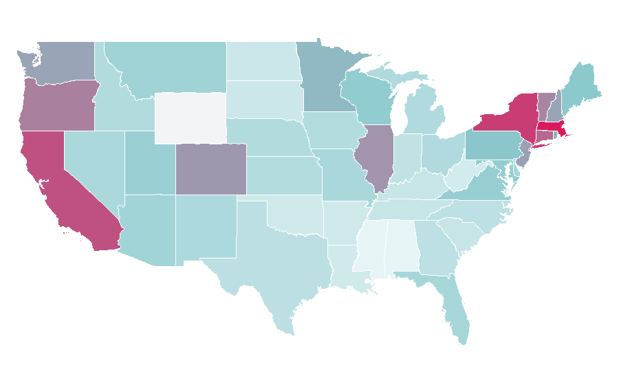 Affinity by region — Academy Award for Best Picture, United States