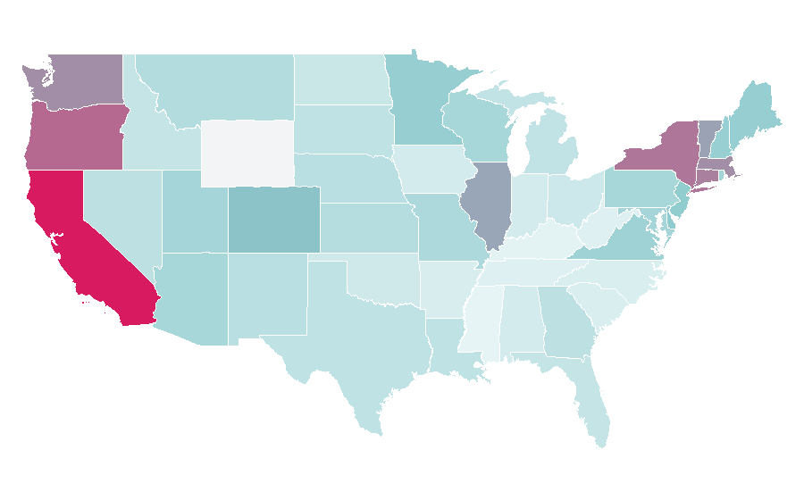 Affinity by region — Academy Awards, United States