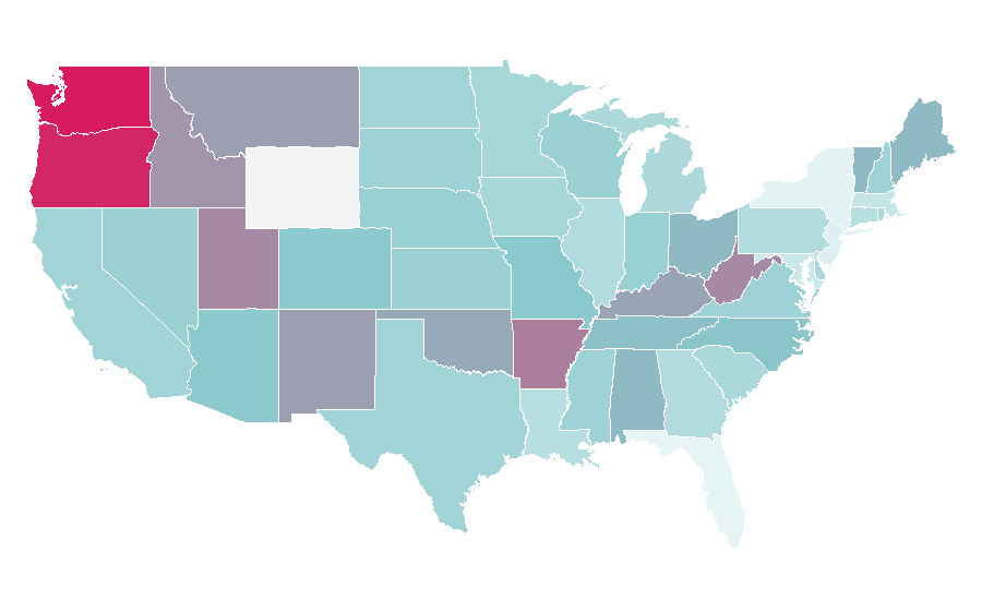 Affinity by region — Acoustic bass guitar, United States
