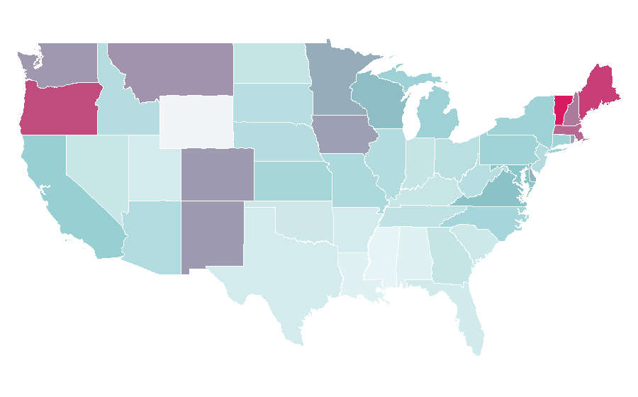 Affinity by region — ActBlue, United States