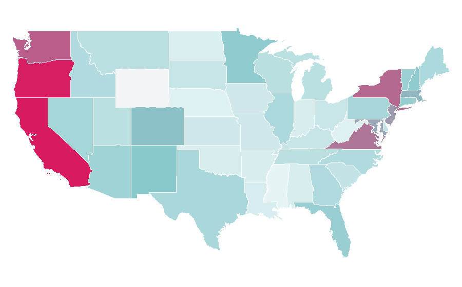 Affinity by region — Acupuncture, United States