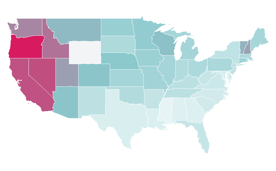 Affinity by region — Adam Carolla, United States