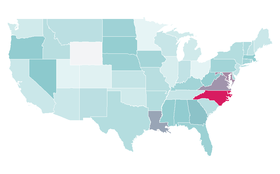 Affinity by region — Administrative law, United States