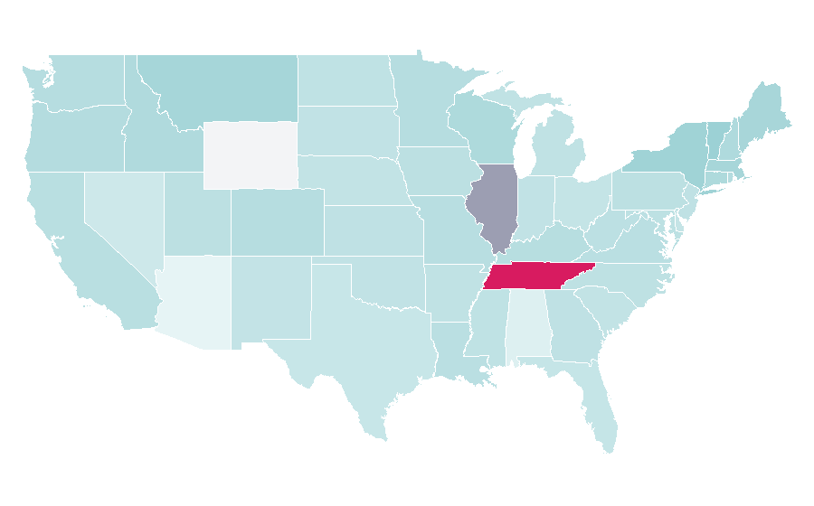 Affinity by region — Adventures of Huckleberry Finn, United States