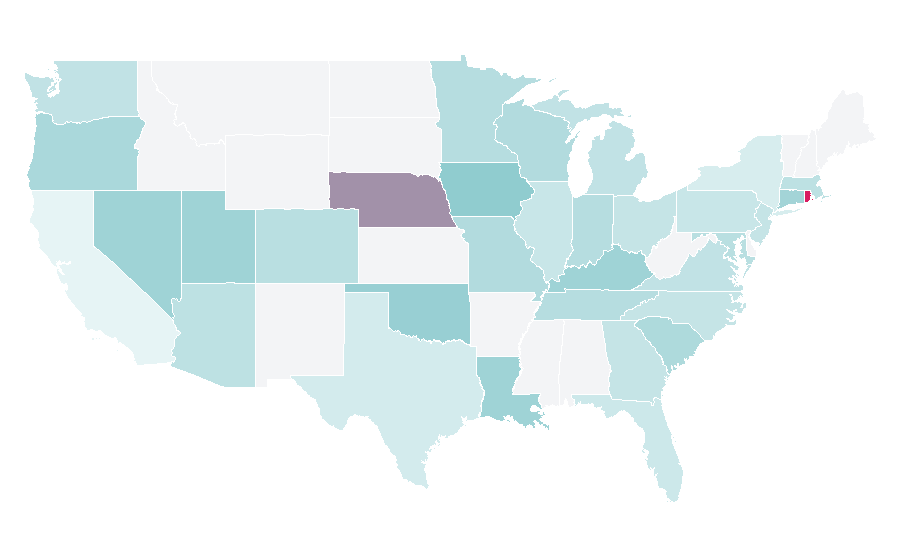 Affinity by region — Age and female fertility, United States