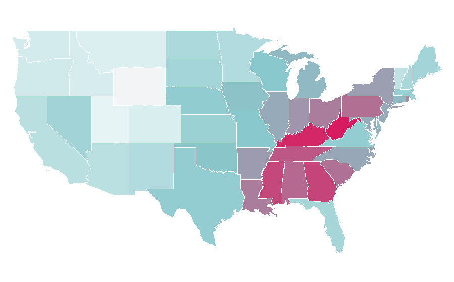 Affinity by region — A.J. Styles, United States
