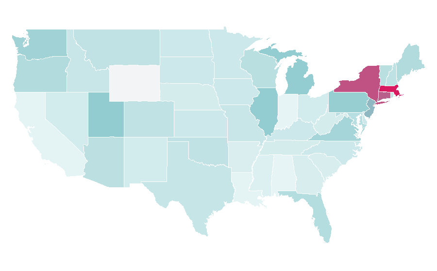 Affinity by region — Albanian language, United States