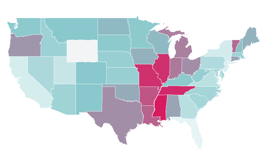 Affinity by region — Albert Collins, United States