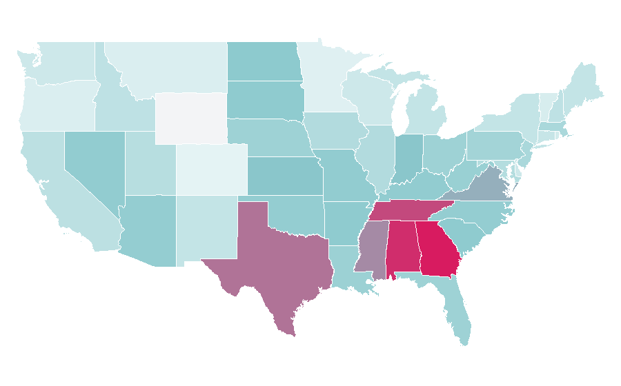 Affinity by region — Alexander Graham Bell, United States