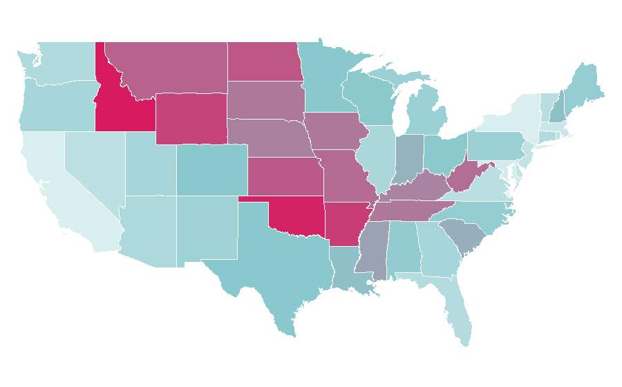 Affinität nach Region — Ali Larter, USA