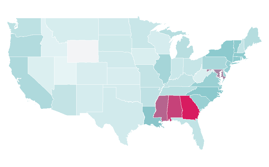 Affinity by region — Alice Walker, United States