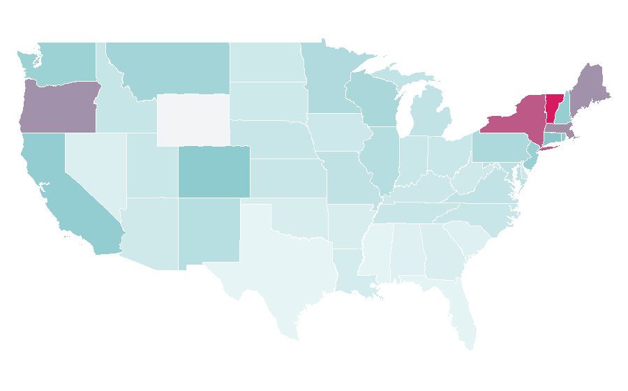 Affinity by region — Allen Ginsberg, United States