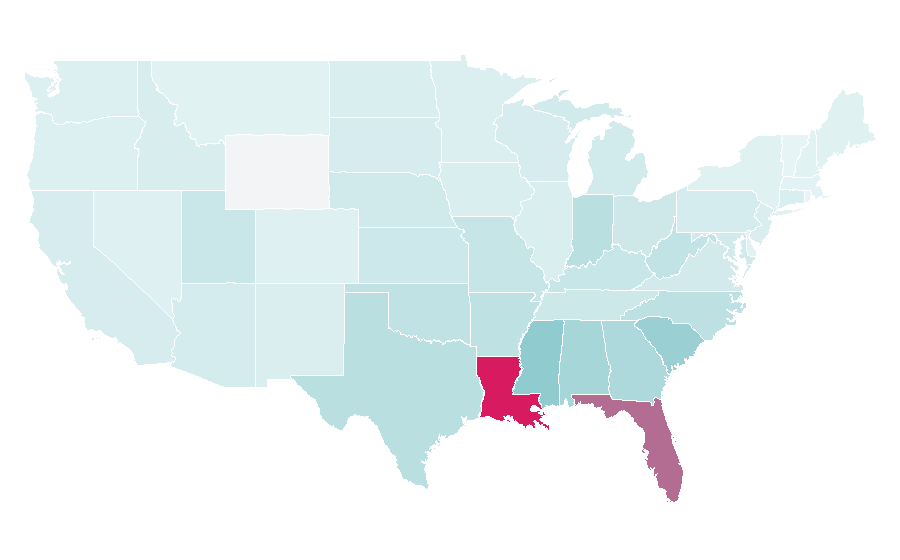 Affinity by region — Alligator, United States