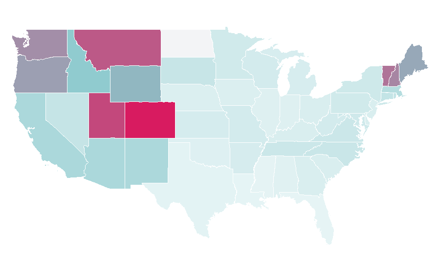 Affinity by region — AllTrails, United States