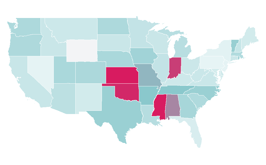 Affinity by region — Alpha Chi Omega, United States