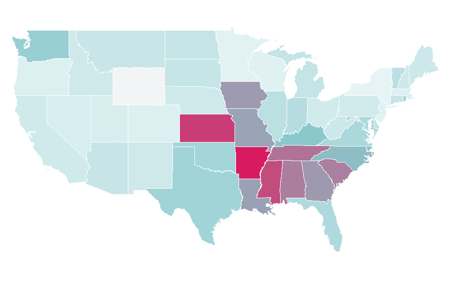 Affinity by region — Alpha Delta Pi, United States