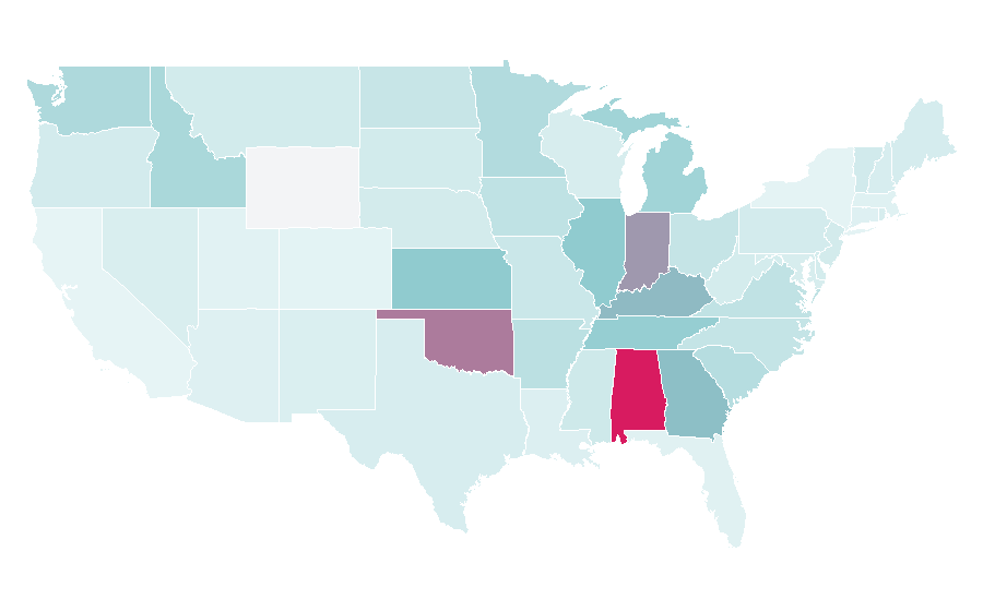 Affinity by region — Alpha Gamma Delta, United States