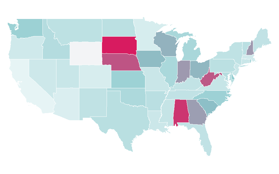 Affinity by region — Alpha Xi Delta, United States