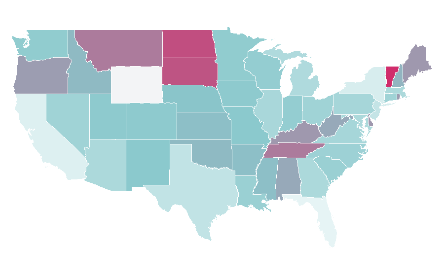 Affinité par région — Alternative country, États-Unis