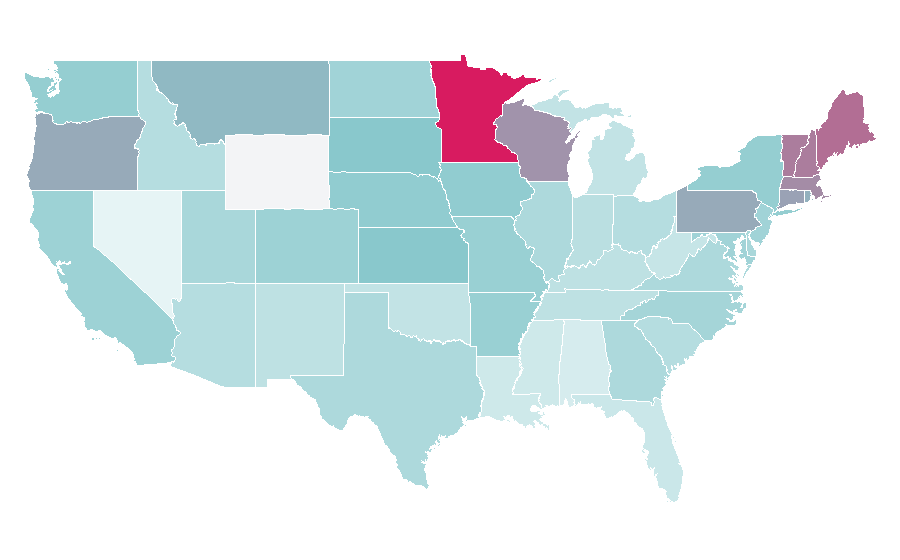 Affinity by region — Ambient music, United States