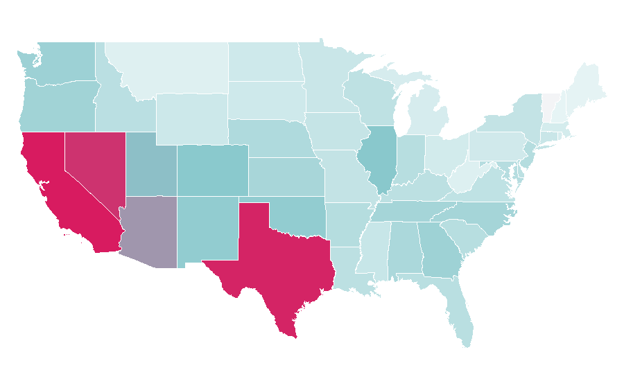 Affinity by region — América (telenovela), United States