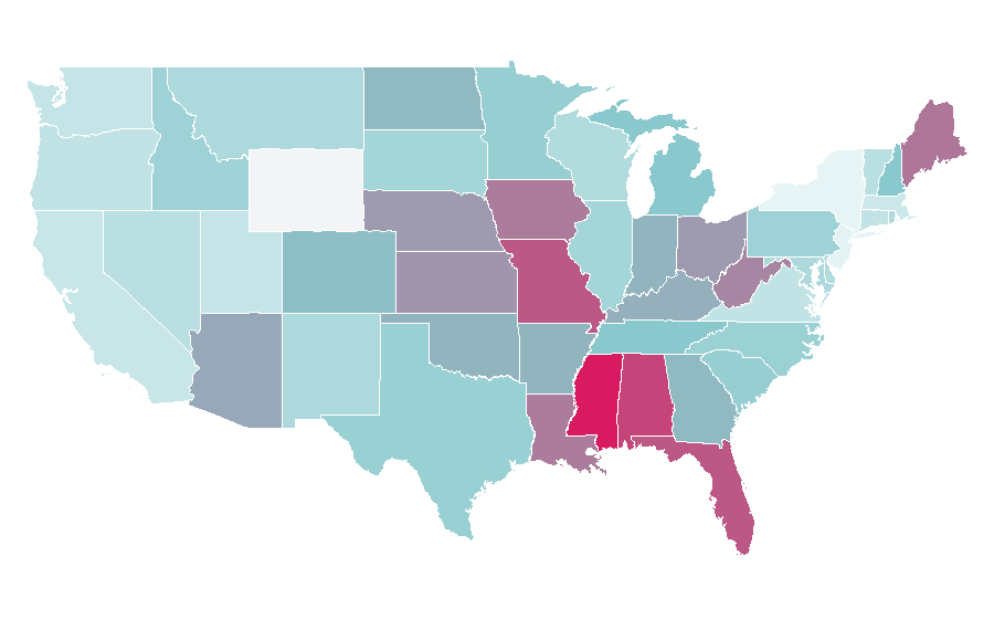 Affinity by region — American Bulldog, United States