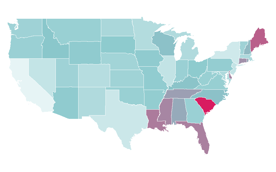 Affinity by region — American Cruise Lines, United States