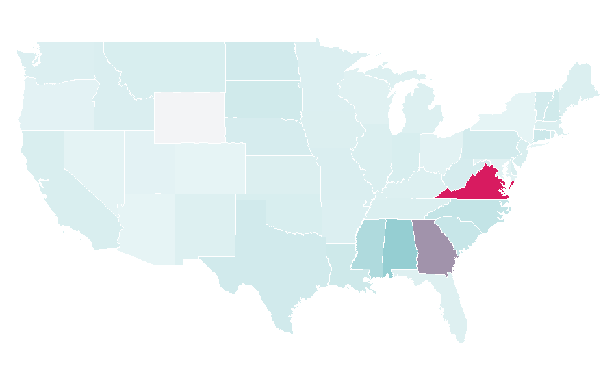Affinity by region — American literature, United States