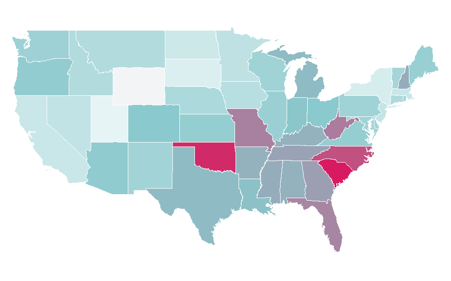 Affinity by region — American Staffordshire Terrier, United States