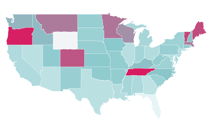 Affinity by region — Americana (music), United States