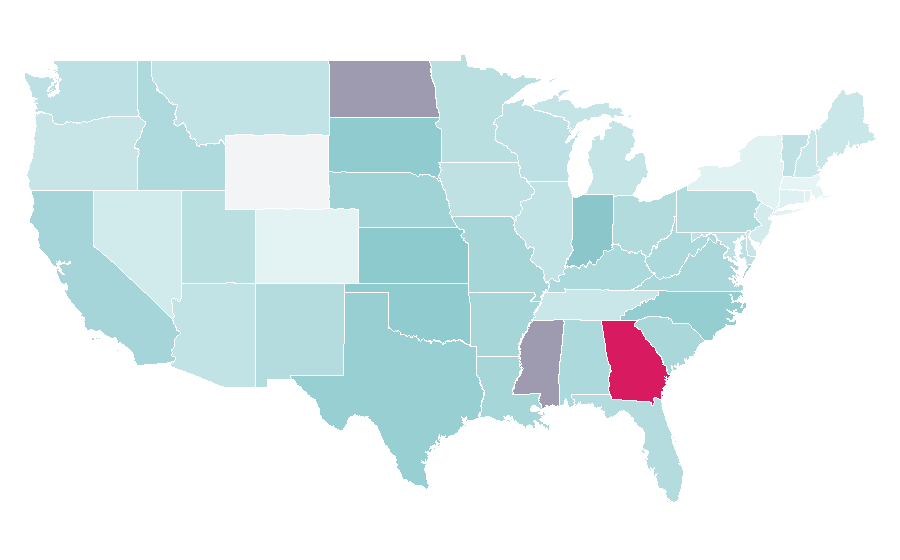 Affinity by region — Amphibian, United States