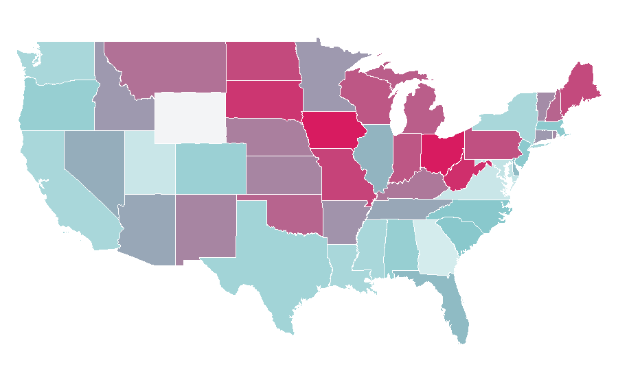 Affinity by region — Angus T. Jones, United States
