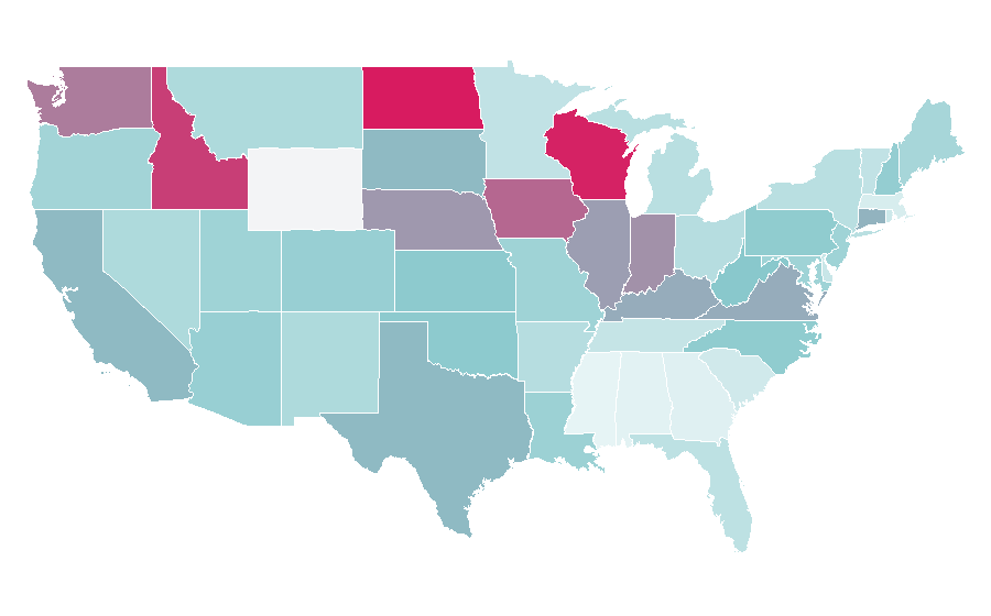 Affinität nach Region — Animal testing, USA