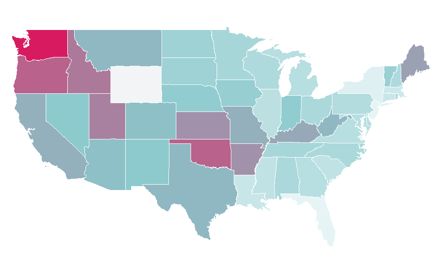 Affinity by region — Apocalyptic and post-apocalyptic fiction, United States