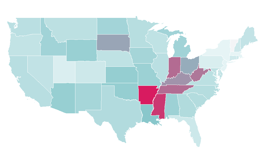 Affinity by region — Apostolic Church (denomination), United States