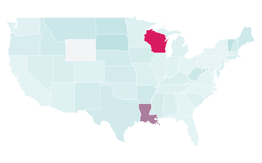 Affinity by region — Applied arts, United States