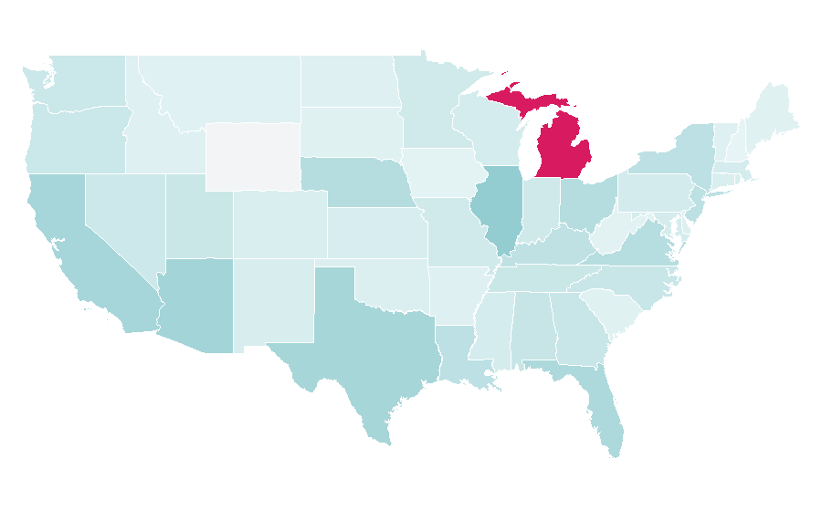 Affinity by region — Arab cuisine, United States