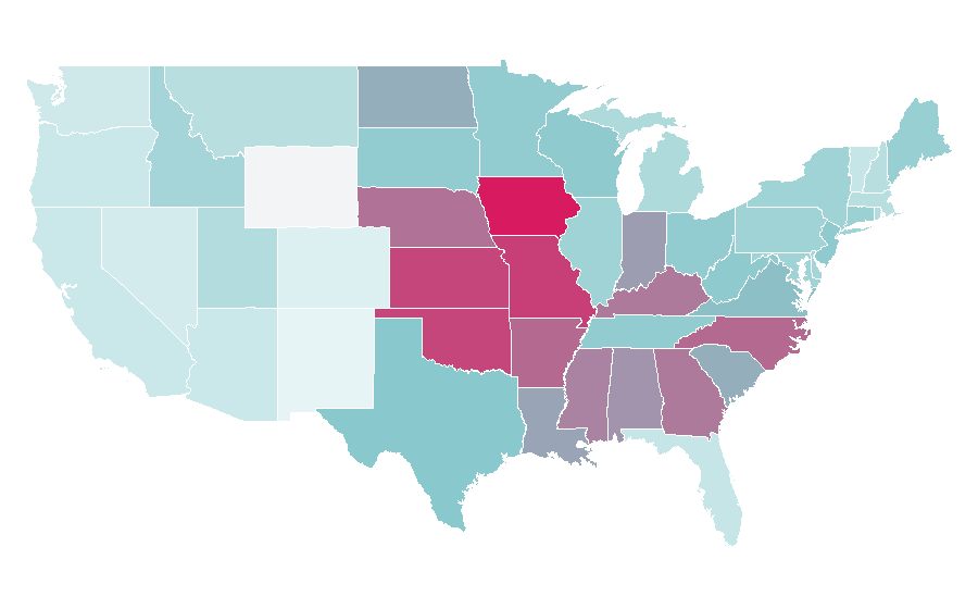 Affinity by region — Are You Smarter than a 5th Grader? (U.S. game show), United States