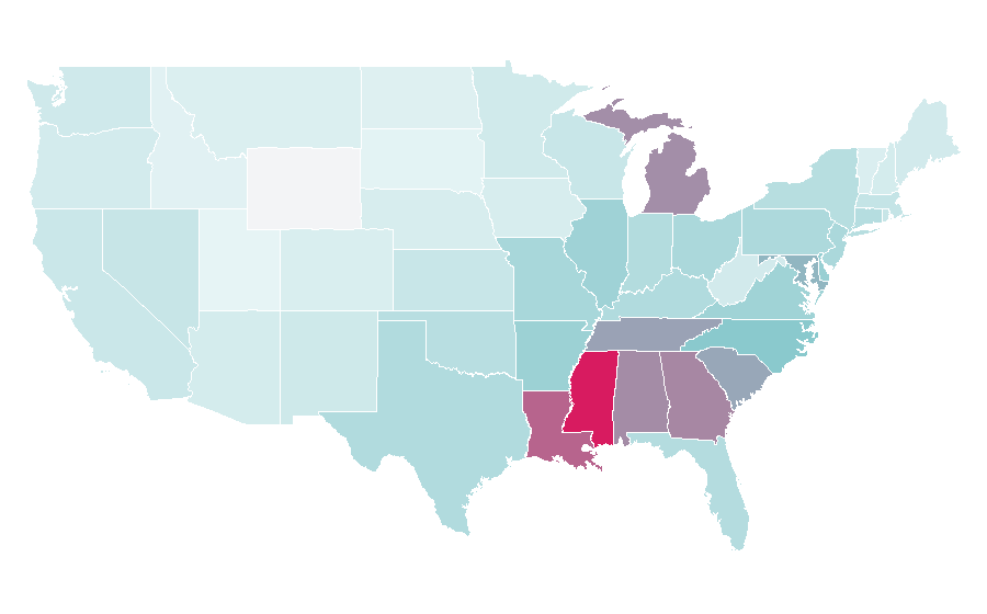 Affinity by region — Aretha Franklin, United States
