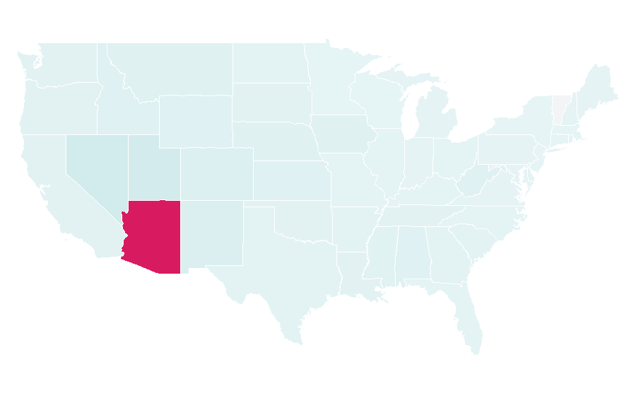 Affinity by region — Arizona Wildcats football, United States