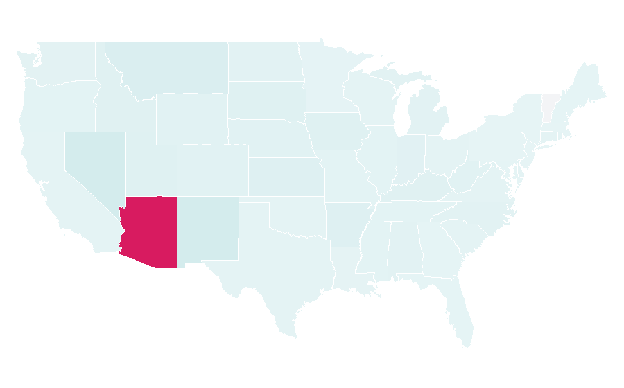 Affinity by region — Arizona Wildcats men's basketball, United States