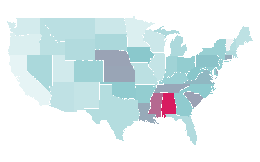 Affinity by region — Army Black Knights football, United States