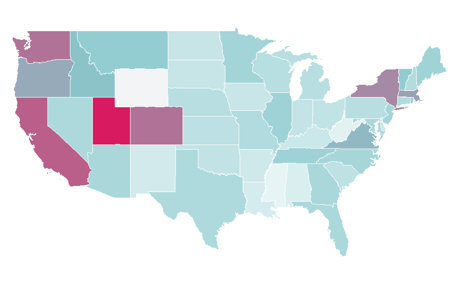 Affinity by region — Asana (software), United States