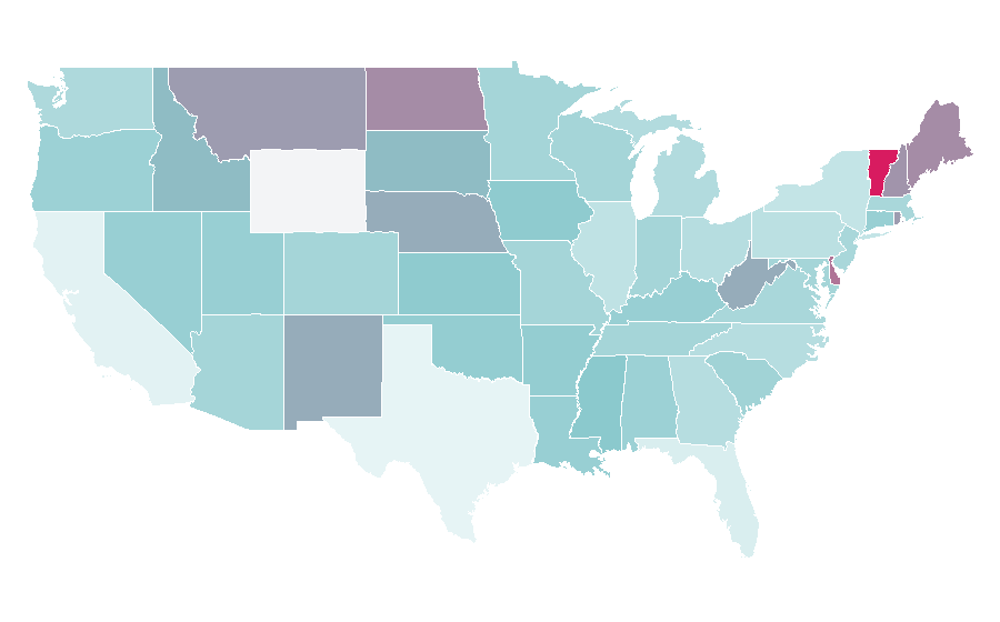 Affinity by region — Ashtanga vinyasa yoga, United States