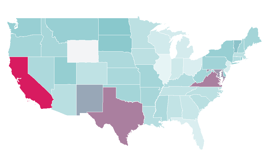 Affinity by region — Asian art, United States