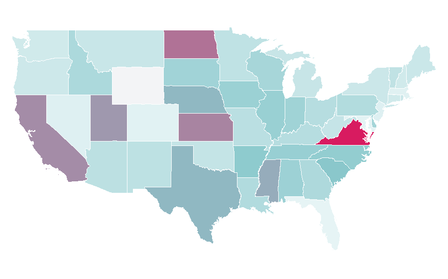 Affinity by region — Athletic training, United States