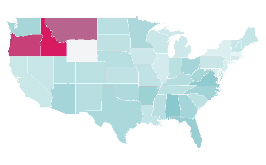 Afinidad por región — Atmosphere of Earth, Estados Unidos
