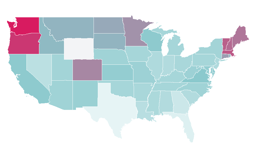 Affinity by region — Attachment parenting, United States