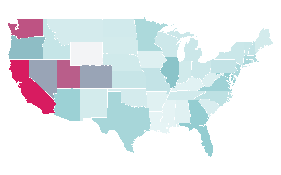 Affinity by region — Audi e-tron, United States
