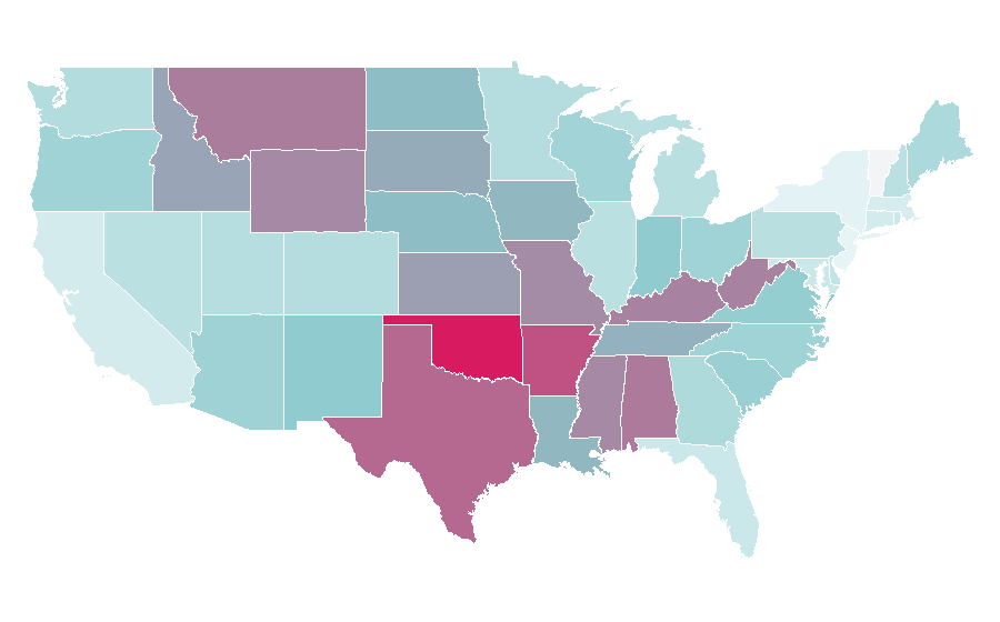 Affinity by region — Audie Murphy, United States